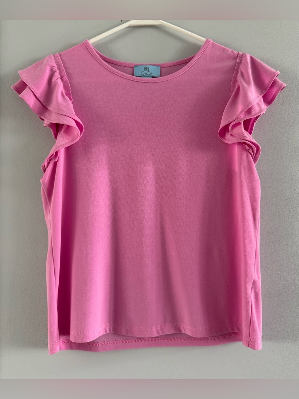CeCe Petite Small Light Pink Ruffle Sleeve Blouse PS